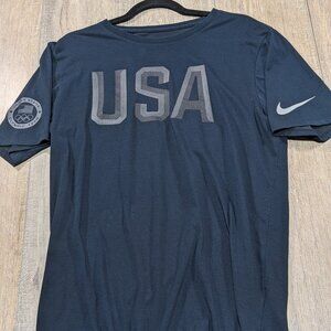 USA Nike Dri Fit T Shirt Mens Medium Blue Short Sleeve Athletic US Olympic Team